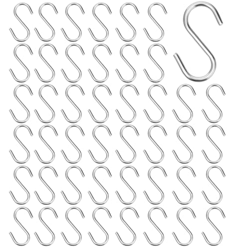 Image of Curtain Track Hooks, 48PCS Small S Hooks For Hanging S Shaped Hook for Curtains, Shelves, and Home Organization, Utility Hook in Silver Finish