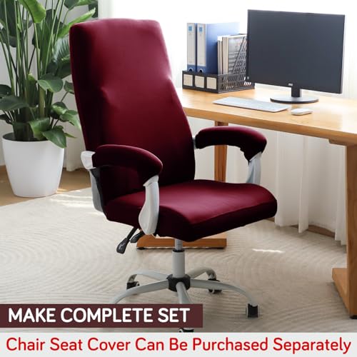 Image of HOKIPO 'SereneSolids' 140 GSM Armrest Covers for Office Chair (Zipper Style), 1 Pair, Burgundy (AR-5934-BRGN)