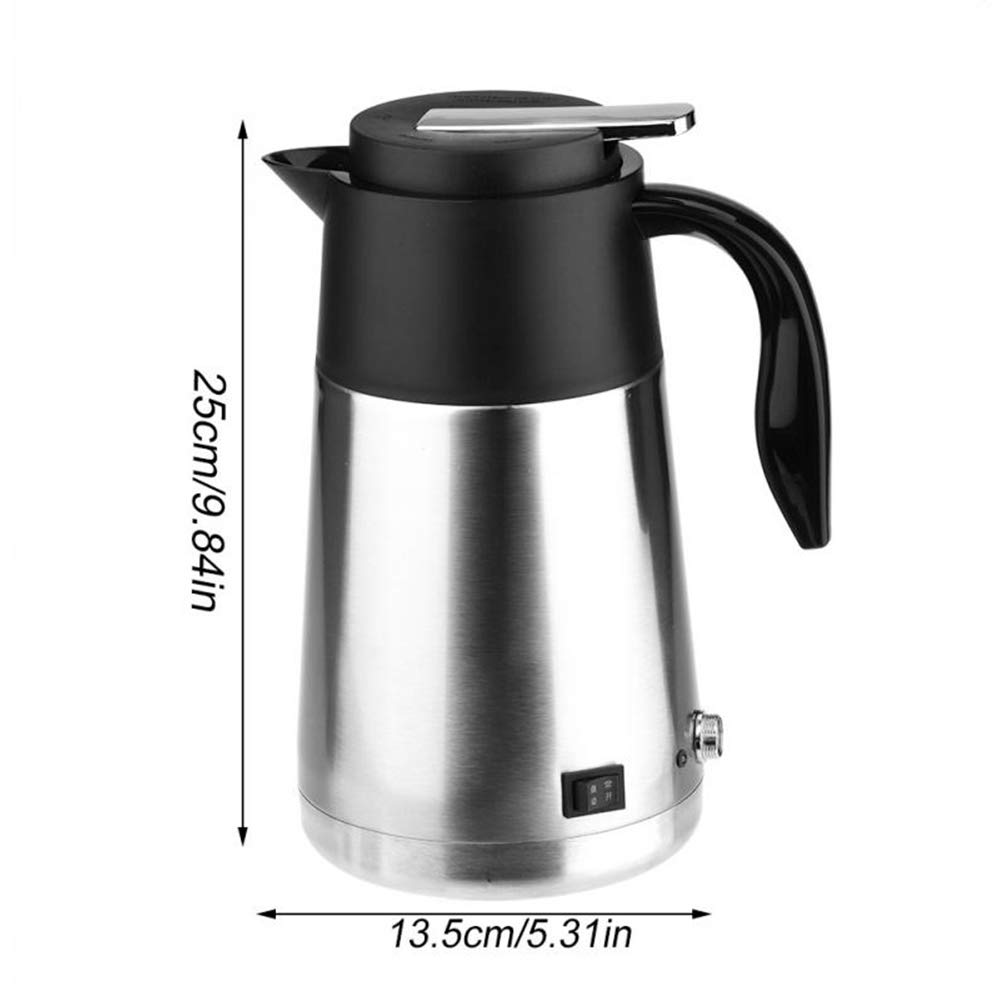 Portátil de 1300 ml de Coche Calentador de Agua Calentador de Agua Acero Inoxidable Taza de calefacción eléctrica Botella de ebullición para Viajes