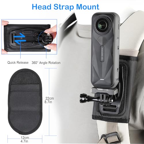 Image of PellKing Accessories Kit for Insta360 X5, Chest Mount Head Strap Backpack Strap Clip Wrist Strap, 360Rotating Adapter + Quick Release Magnetic Mount for Insta360 One X5 Camera