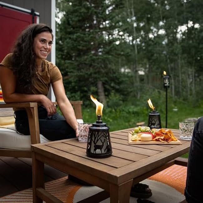 TIKI Woodsy Table Torch 2-Pack, Patio, Table Torch, Backyard, and Lawn, Cabin D¨¦cor, Up North, Outdoor Table, Bronze