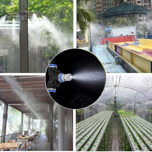 Image of DIY Misting System Kit with Nozzles, Mist Pump, Pipe, Connectors etc. for Terrace /Balcony /Garden cooling /Animal Husbandry /Hydroponics /Fish Farming (7 NOZZAL AND 20FEET PIPE)