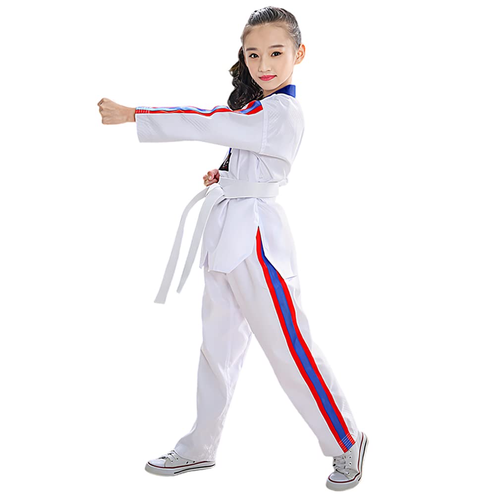 Uniforme de Taekwondo Niñas con Cinturón Traje de Taekwondo Profesional para Karate Judo Entrenamiento