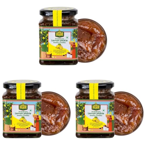 Image of THE LITTLE FARM CO Sweet & Sour Lemon Pickle - Nimbu ka Achar (300g) | Oil Free | Homestyle Khatta Meetha Nimbu Pickles | No Added Preservatives, Artificial Colours & Flavours | Traditional Recipe