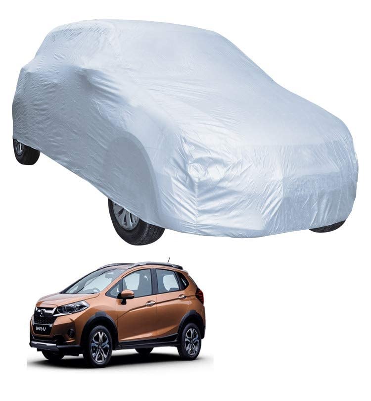 Image of Auto Hub Car Cover Compatible with Wr-V with Mirror Pocket, Water Resistant, Triple Stitched, Wr-V Car Cover- Plain Silver