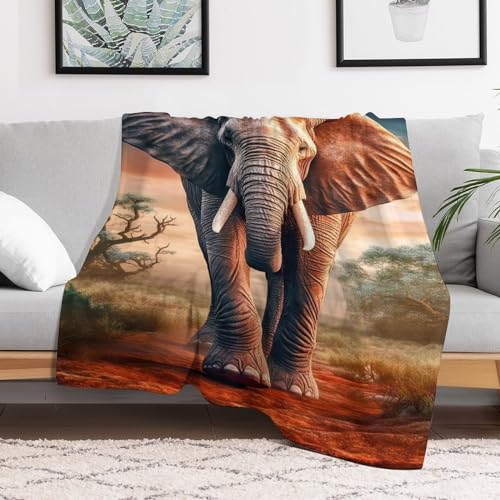 Couverture en flannel haut de gamme motif éléphant impression 3D
