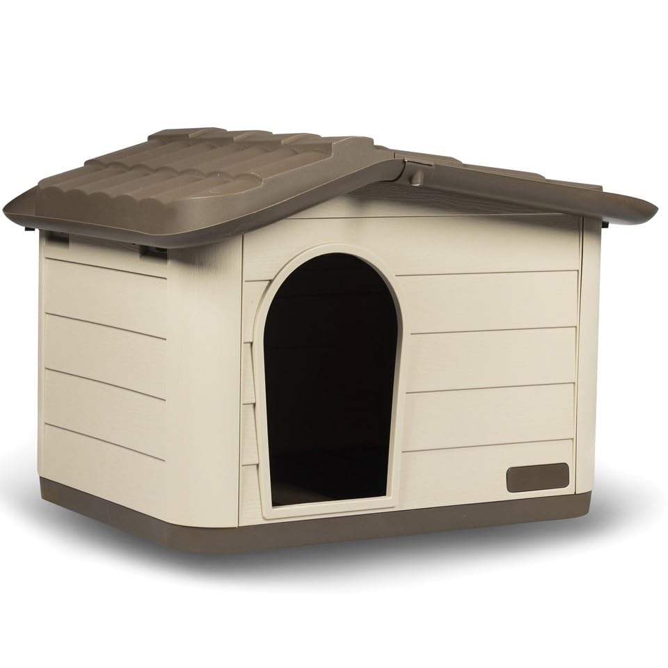 URBNLIVING Plastic Dog House for Small Medium Dogs, Durable Indoor Outdoor Pet Kennel Shelter, Easy Wipe Clean Surface, Air Ventilation Portable, Weather-Resistant, 2 Sizes