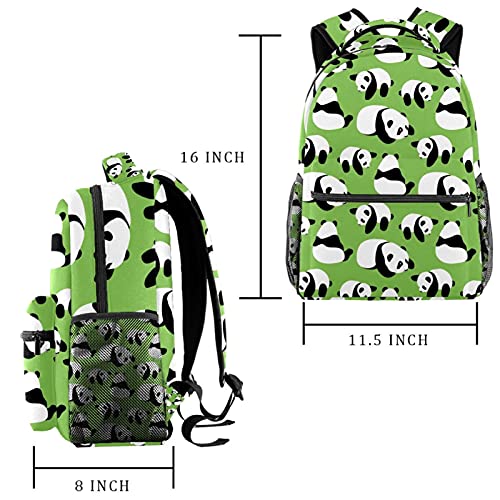 Sac à dos mignon pandas vert grand volume avec compartiment PC - 2