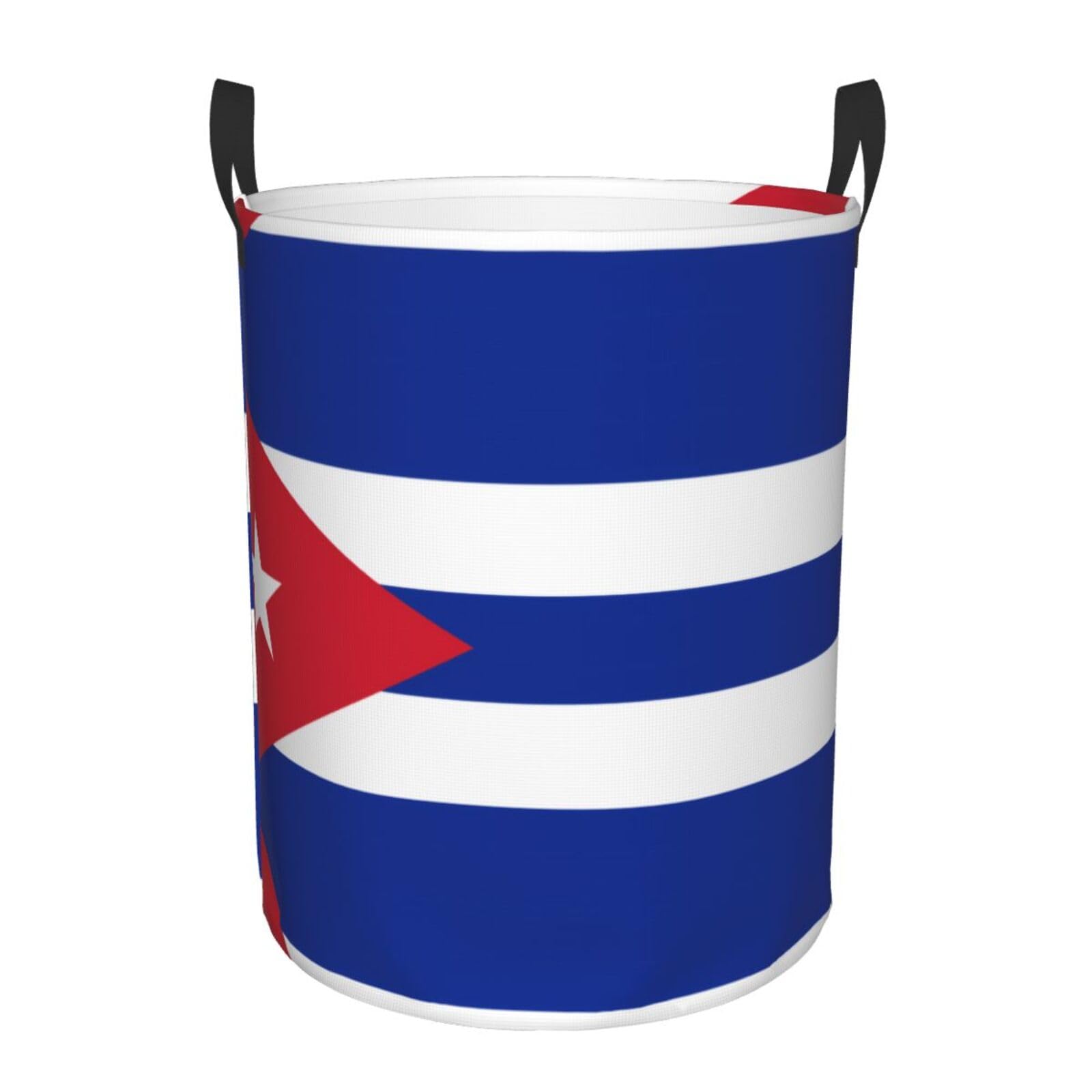 M Circular Hamper – Collapsible Cuban flag Print Laundry Basket