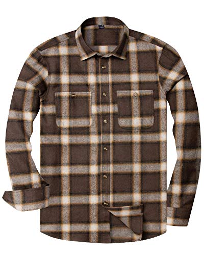 Alimens & Gentle Men's Flannel Plaid Shirt Casual Fall Clothes Work Button Down Shirts