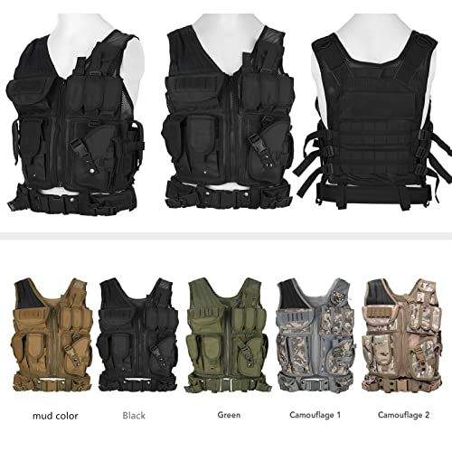 Lixada Sports Duty Vest Modular Equipment System Security Utility Vest With Components Pouches Holster Gear For Law Enforcement Guard Security Hunting #TOP4
