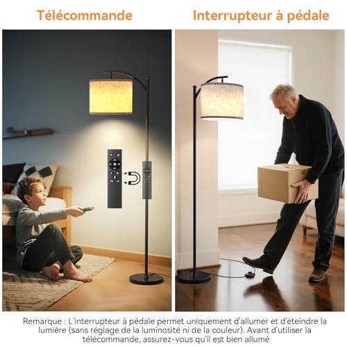 Lampadaire salon moderne 160cm intensité variable télécommande