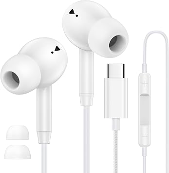 Wired Earbuds USB C for iPhone 17 16 Wired Headphones USB C, USBC Ear Buds in-Ear Earphones for iPhone 17 Pro Max 17Pro Air 16 15 Plus 16e Braided Cord Samsung Galaxy S25 Buds Headsets with Microphone