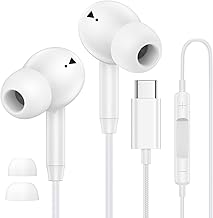 Wired Earbuds USB C for iPhone 17 16 Wired Headphones USB C, USBC Ear Buds in-Ear Earphones for iPhone 17 Pro Max 17Pro Air 16 15 Plus 16e Braided Cord Samsung Galaxy S25 Buds Headsets with Microphone