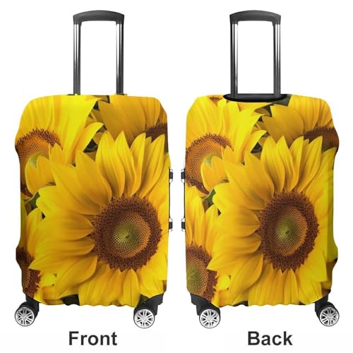 Travel Luggage Cover Elastic Suitcase Protector Anti-Scratch Washable Sunflowers Yellow Flowers Luggage Sleeve Tsa Approved Carry on Covers Baggage Cover Fits 18-32 Inch Luggages3