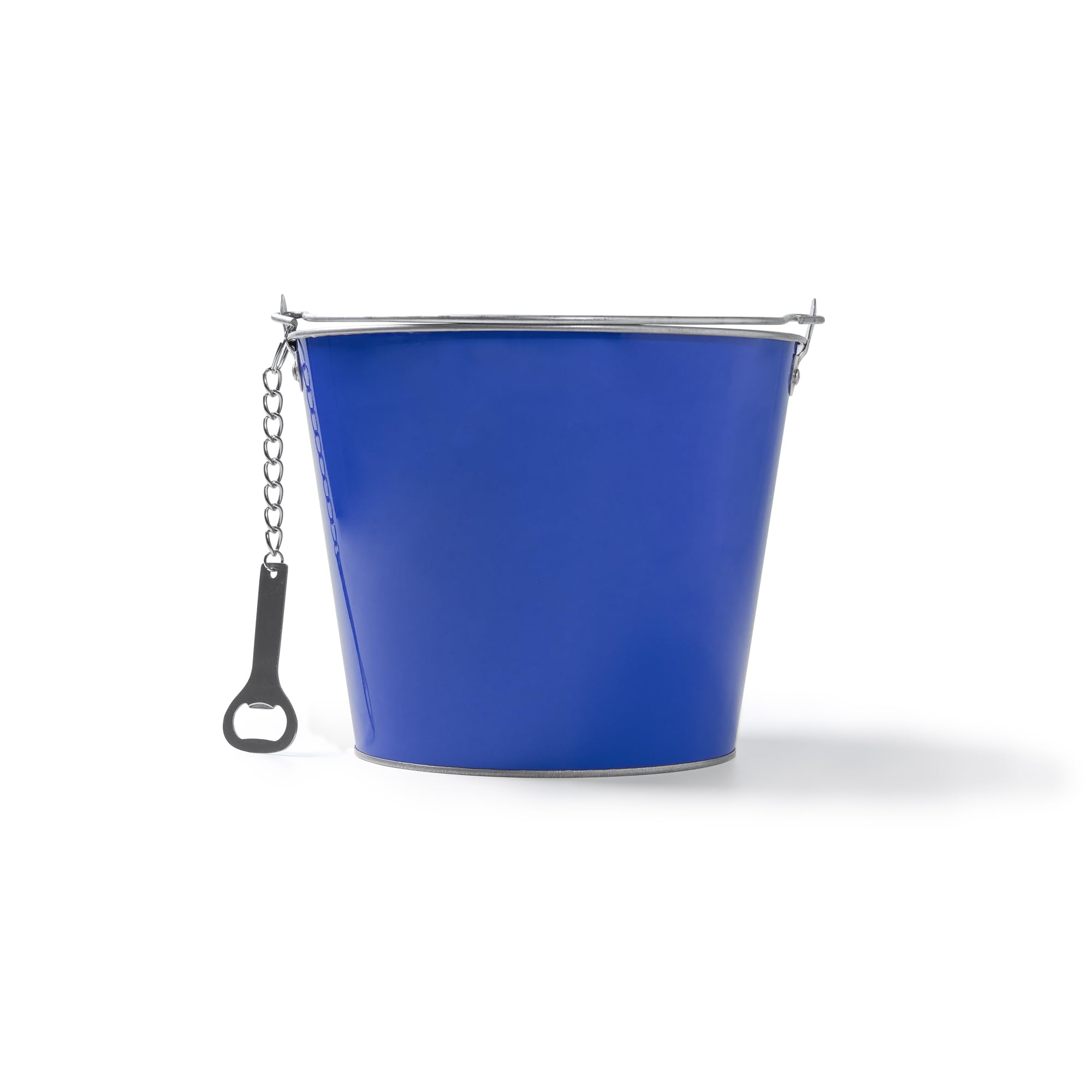 eBuyGB Large Metal Beer Bucket with Built-In Bottle Opener, 6L Ice Bucket Cooler Tub for Drinks, Party, BBQ, Garden, Bar or Picnic, Reusable Beverage Chiller (Blue)