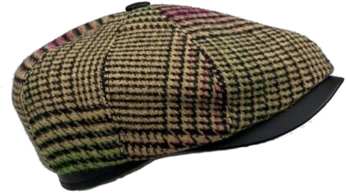 Casquette plate Karnas à carreaux et rabat en cuir de haute qualité