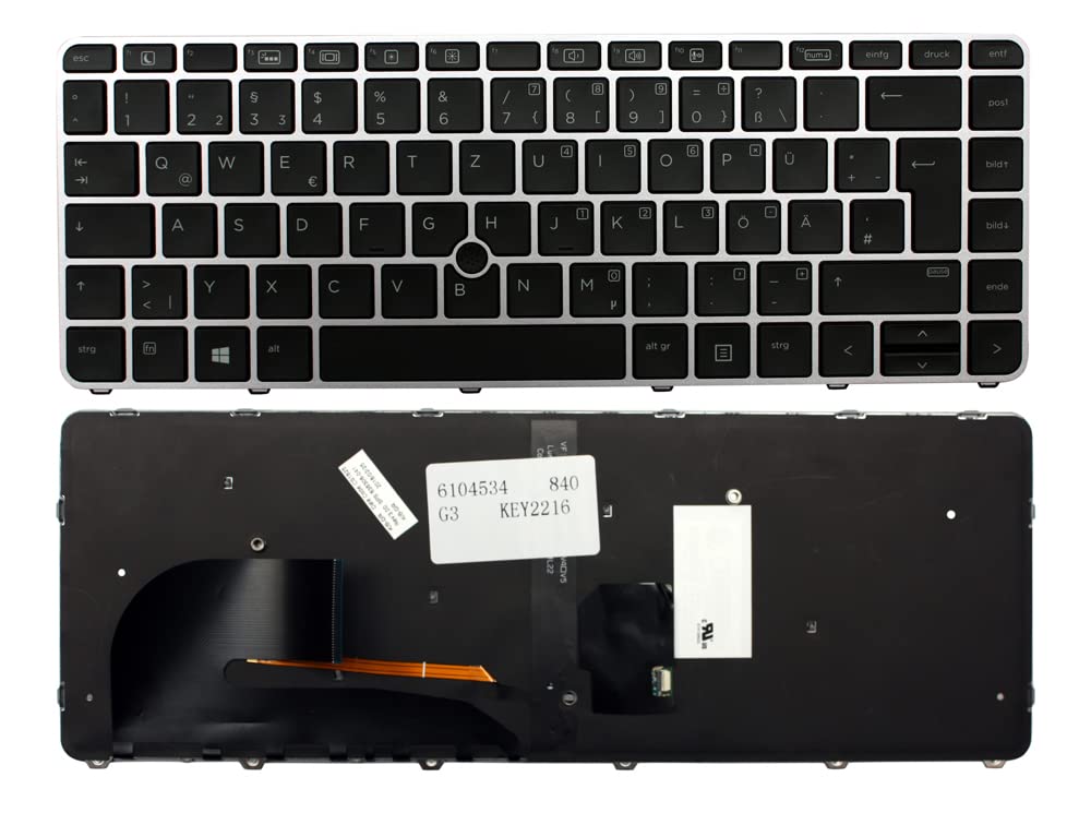Clavier PC portable pour HP 836308-041 noir rétroéclairé version allemande - 2