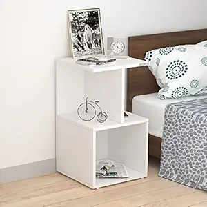 Redwud Danny Multipurpose Stylish Wooden Sofa Side Table | Side Table for Living Room | Bed Side Table for Bedroom (White) D.I.Y