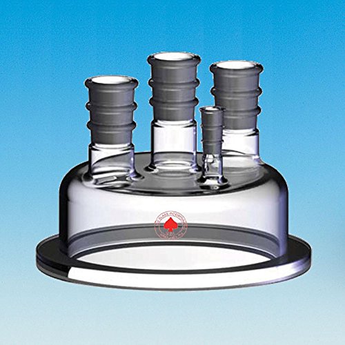 6515-46 Series Reaction Flask Head, 4 Necks, 100 mm ID Flat Flange, 137 mm OD, 24/40 Center Joint, Two 24/40 and One 10/30 Side Joints