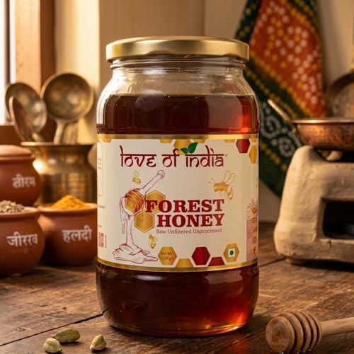 Image of Love of India Forest Honey 2400g | Raw Unprocessed Wild Forest Honey | Family Pack | Tested for Purity | Natural Original Honey