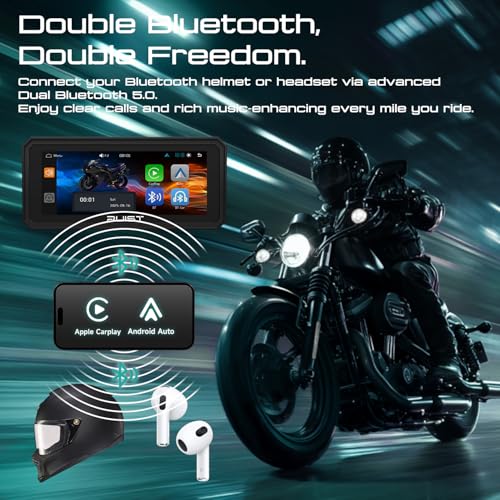 Image of 6.8 inch Wireless Motorcycle CarPlay Screen with TPMS, Model MOX68 | Wireless Apple CarPlay & Android Auto, IP67 Waterproof GPS, Dual Bluetooth, Magnetic Mount, Voice Control.