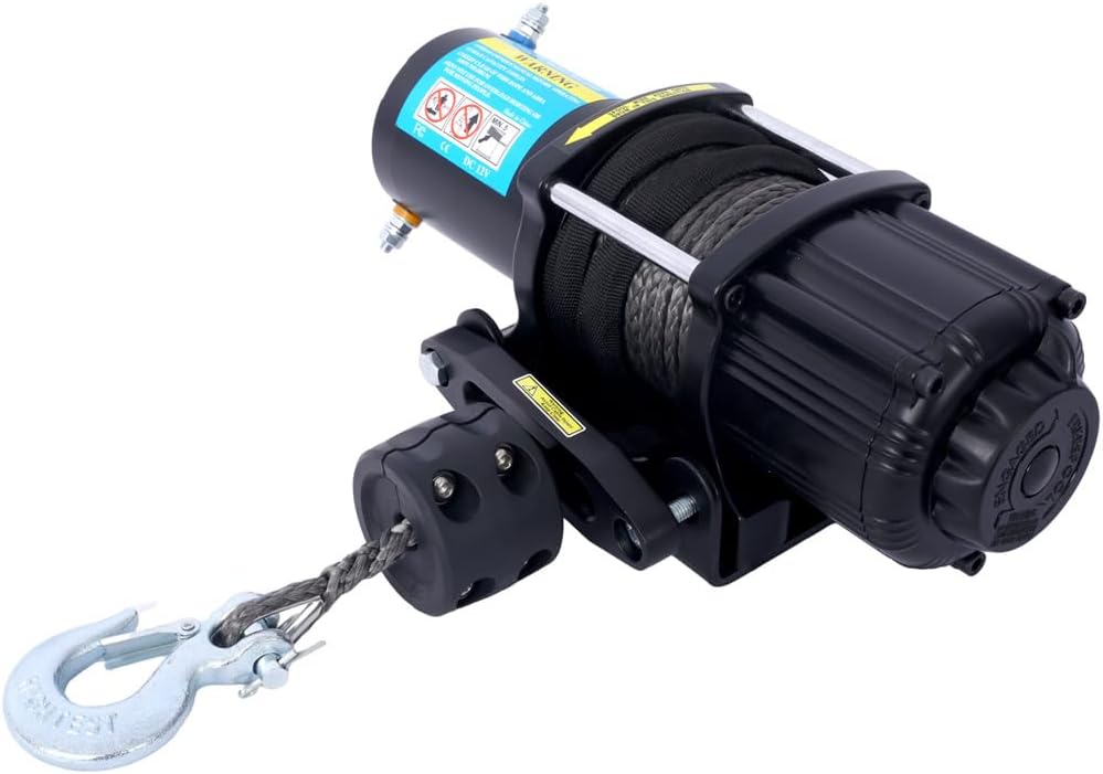 3500 lb ATV/UTV Electric Winch,12V Waterproof Winch Synthetic Rope Trailer Electric Winch with Wired Remote and Wireless Remote for ATV/UTV Towing, Boat, Off-Road (3500 lbs)