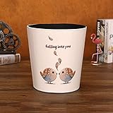 fgdjtyyj WL PU Piel Cubo De Basura Sin Tapa,Vintage Redondo Papeleras Casa Cesta De Papel Usado Creativo Europeo Papelera De Pedal En-a 25x27cm(10x11inch)