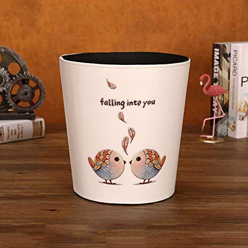 fgdjtyyj WL PU Piel Cubo De Basura Sin Tapa,Vintage Redondo Papeleras Casa Cesta De Papel Usado Creativo Europeo Papelera De Pedal En-a 25x27cm(10x11inch)