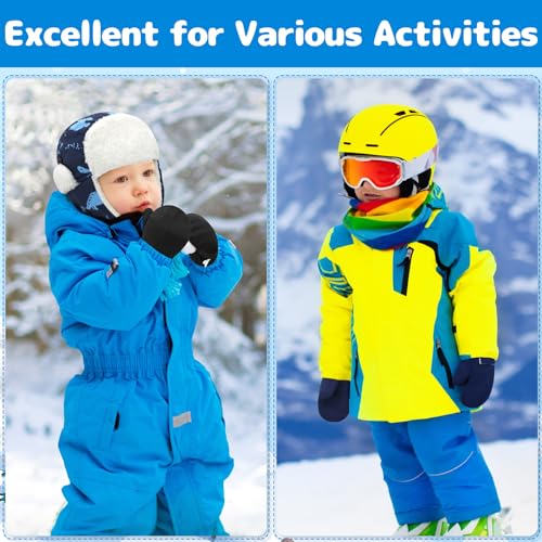 Olreco Toddler Snow Mittens Waterproof Toddler Winter Gloves Warm Fleece Baby Mittens Winter Kids Snow Gloves for Boys Girls4