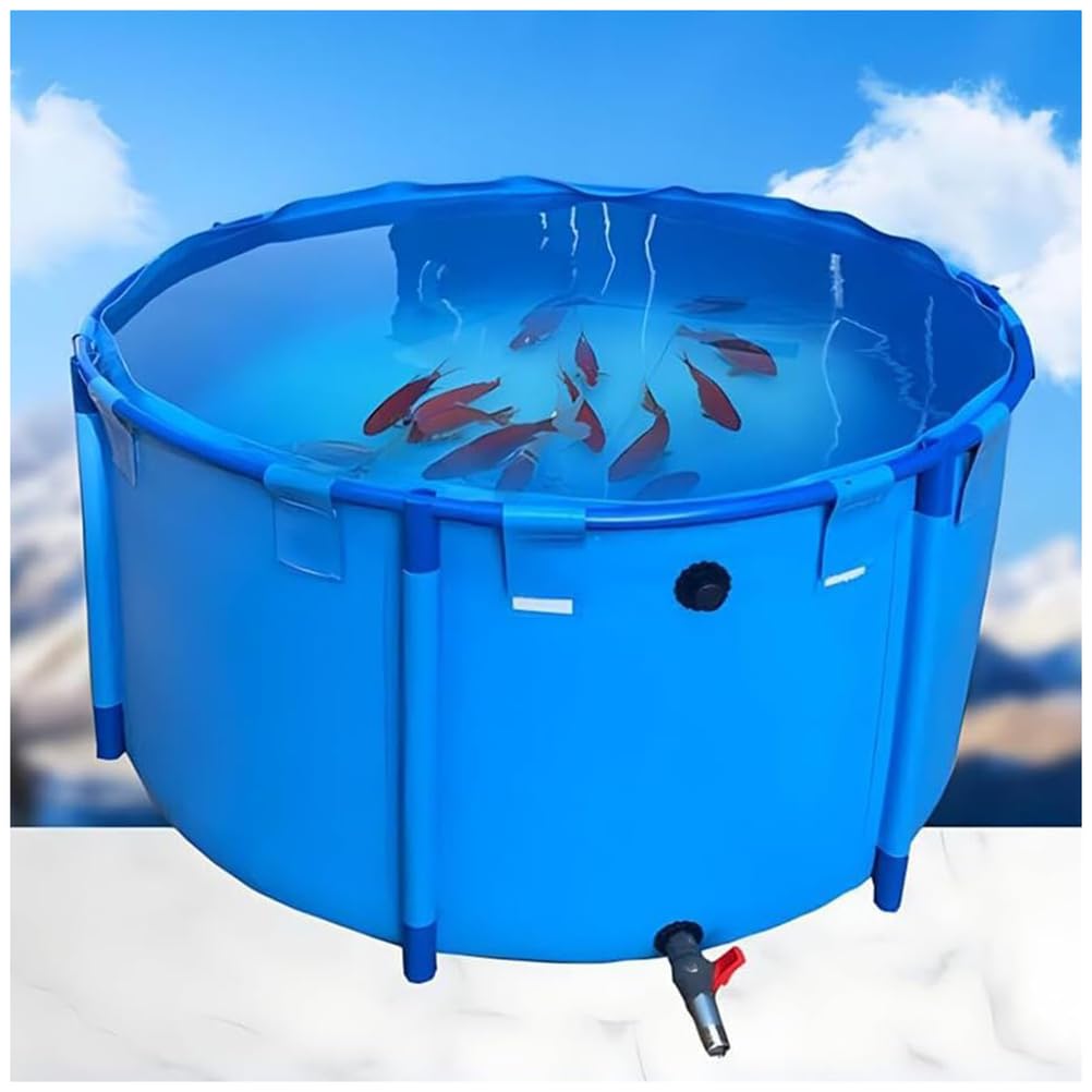 Estanque Elevado Redondo para Exteriores con Estructura Duradera De PVC para La Cría De Peces y Riego De Jardines Koi, Respetuoso con El Medio Ambiente.,150cm*80cm