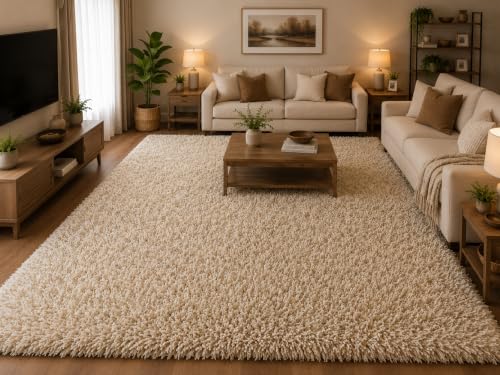 Image of tie die Shaggy Carpet for 2 Inch Thickness Living Room - Soft Fluffy Rug & Non Slip Runner Carpet - Cozy Shaggy Area Rug for Bedroom & Lounge [3x6 Feet Ivory]