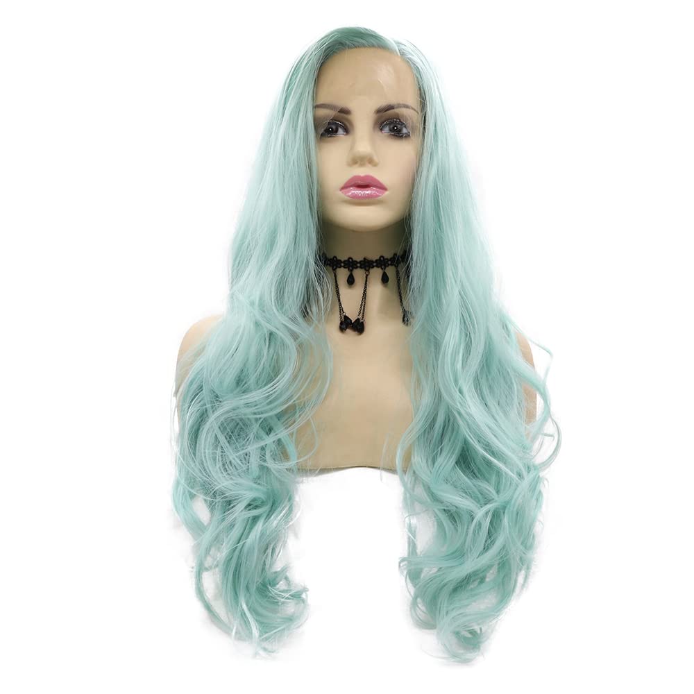 AFBeauty Mint Green Lace Front Wig Long Loose wavy Green Middle Part Wig Synthetic Natural Hairline Wig Heat Resistant Soft Wigs for Women Cosplay Party - Image 3