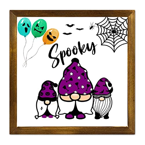 Gnome d'Halloween en bois et citrouille effrayante pour déco murale maison