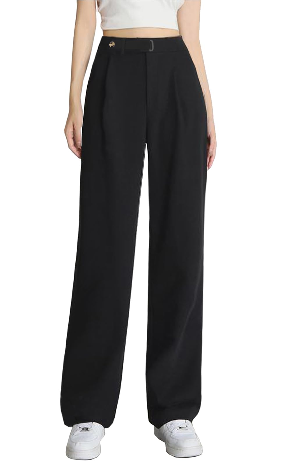 SANGTREE Womens Wide Leg Dress Pants High Waisted Long Casual Straight Trousers for Office X-Small - XX-Large