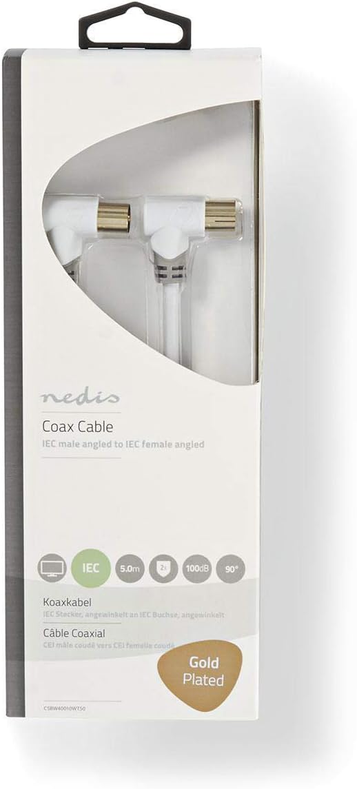 Nedis 100 dB Coaxial Cable IEC (Coaxial) Male in Angul, White, 5.0 m - Image 4