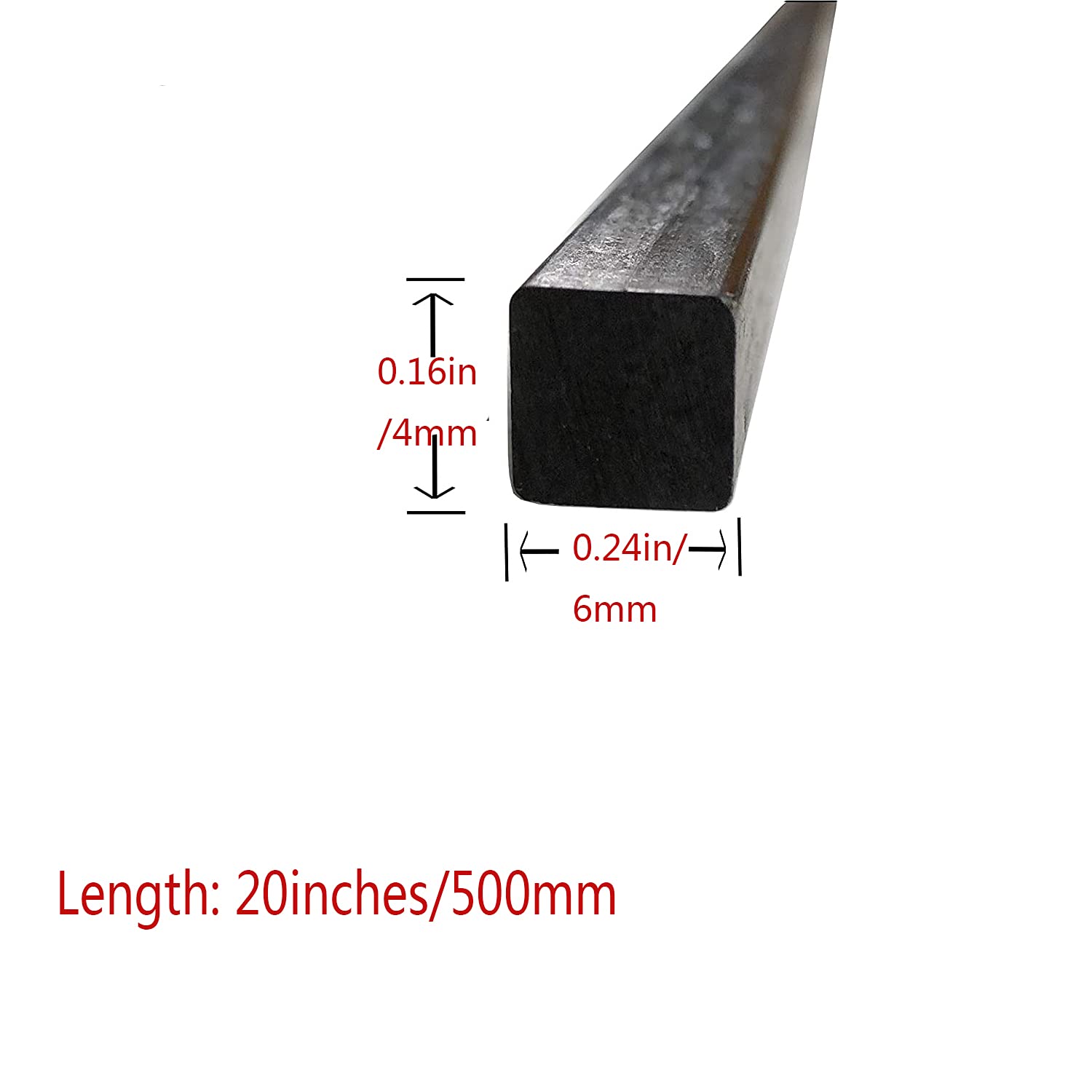 XMRISE Full Square Carbon Fiber Rods high Strength Quadcopters for Drones Controlled Vehicles Length 500mm,4mmx6mm