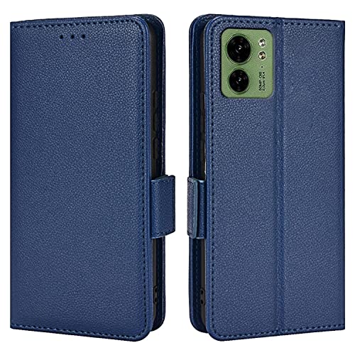 Custodia pelle per Motorola Moto Edge 40 6.55 Inches Cover per Telefono Serie Modello Litchi Semplice - Blu scuro