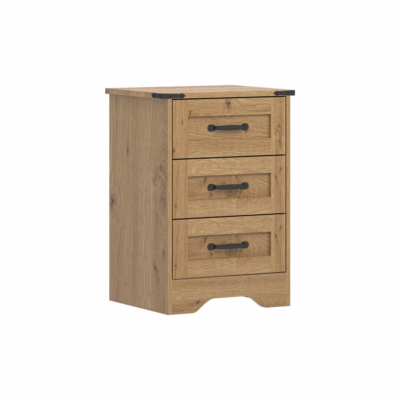 URBNLIVING Panelled Chest of Drawers Bedroom Storage (Oak, 3 Drawer)