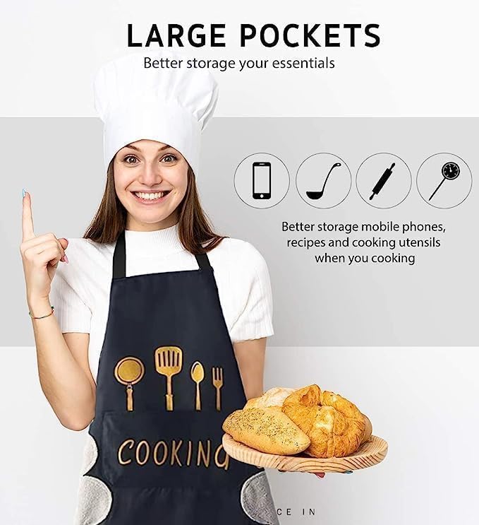 Image of Optish Premium Waterproof Apron for Kitchen | Comfortable Cooking Apron with Pocket | Durable Kitchen Apron for Women Waterproof & Dishwashing Use Easy Release (Pack of 1)