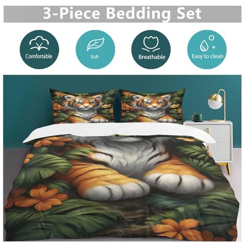 Housse de couette tigre 3D en microfibre premium douce King 220x240cm - 6