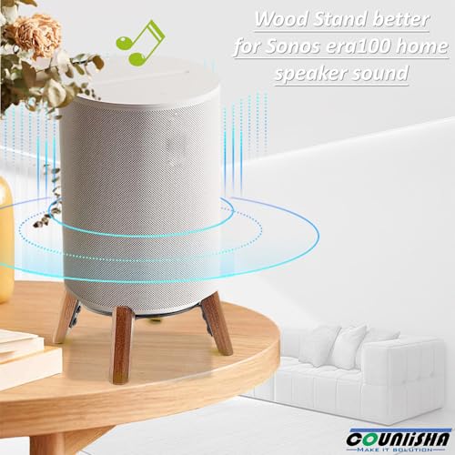 Image of Real Wood Stand Compatible for Sonos Era 100,Era 100 SL Speaker,Tripod Desk Mount for Better Speaker Sound, Stable Sturdy Wooden Holder for sonos era100 Alexa Enabled Smart Speaker (Walnut)