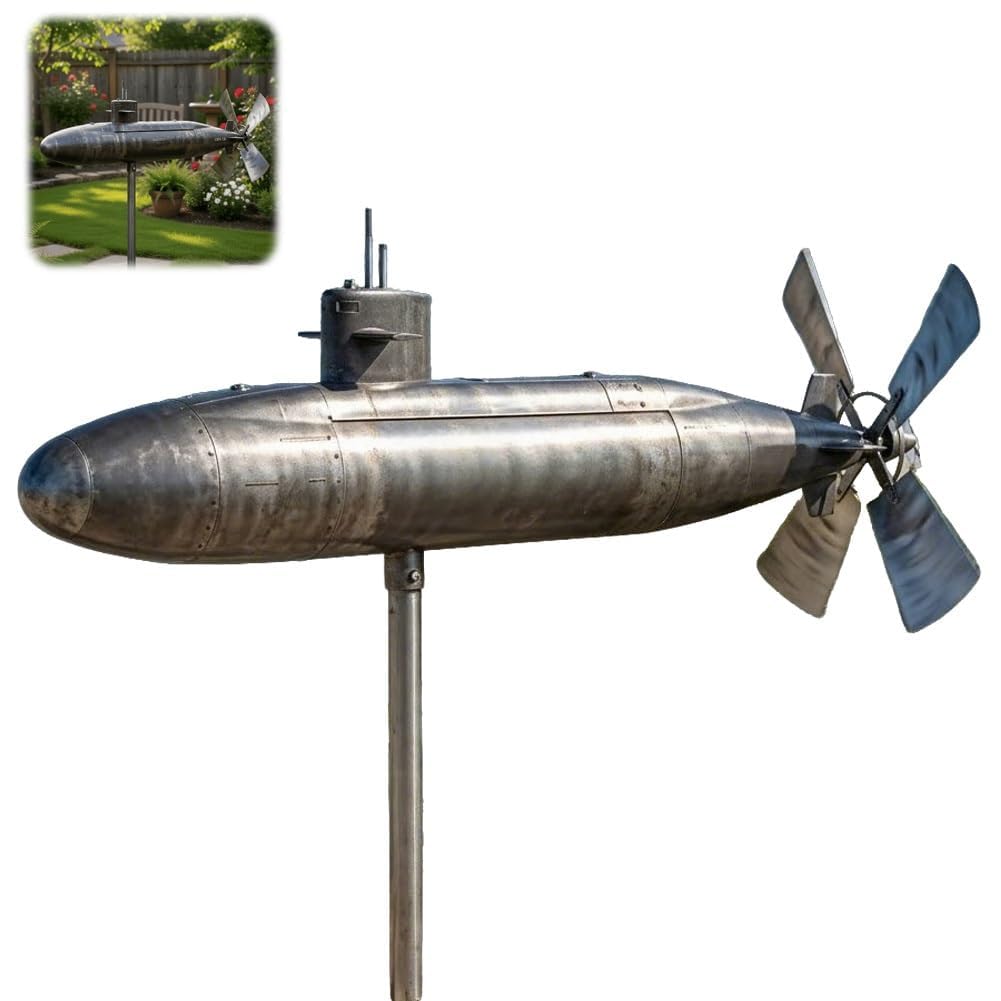 Molinillo de viento submarino, decoración de jardín al aire libre, giratorio submarino con cuchillas giratorias, escultura de viento de arte en movimiento para patio, molino de viento de hélice