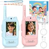 Walkie Talkie Kinder, Video Walkie Talkie Outdoor Spielzeug ab 3 4 5 6 Jahre, Walky Talky Aufladbar mit Display, Geburtstagsgeschenk Ostern Geschenk fürJungen Mädchen, Abenteuer im Freien