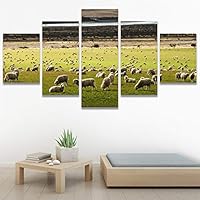 SIGNWIN 5 Panel Canvas Wall Art Animals Expressionism Group Modern Artwork for Home Decorations Ready to Hang - 60
