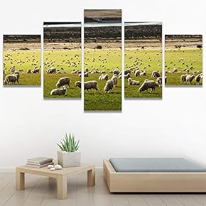 SIGNWIN 5 Panel Canvas Wall Art Animals Expressionism...