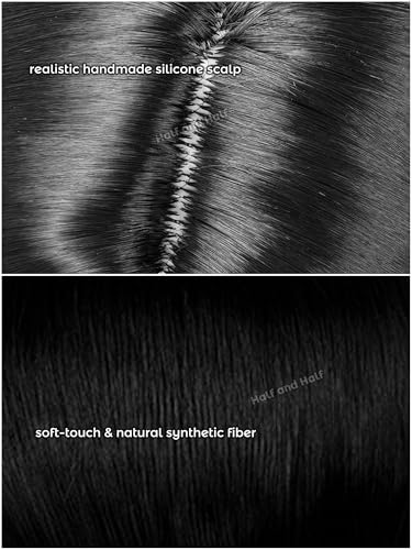 Image of Half and Half Short Black Anime A-O-T Cosplay Wig with Side Part Bangs Black Soldier Wigs Emo Costume Wigs for Halloween Party