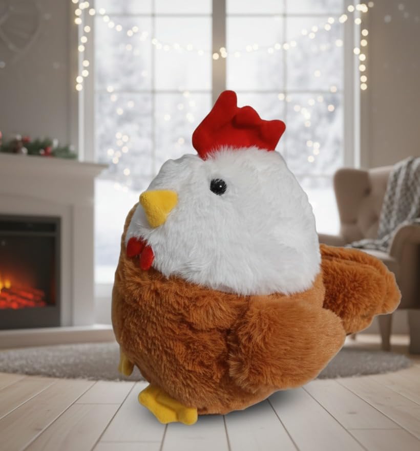 Image of Yugmox 28 cm Soft Stuffed Hen Plush Toy - Cute Farm Chicken Plushie for Kids - Huggable Cuddly Doll for Birthday Gifts & Nursery Decoration