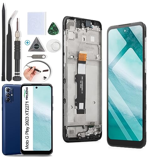 YWLRONG for Motorola Moto G Play 2023 Screen Replacement for Moto G Play 2023 XT2271 XT2271-5 LCD Display Touch Screen Digitizer Assembly with Tools (Black with Frame)