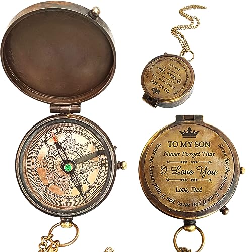 Brújula Decorativa de Latón con Cadena 2 pulgadas miniatura 1
